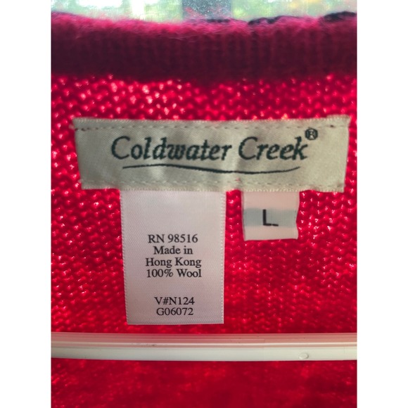 Coldwater Creek Wool Christmas Vest Snowman Tree Holiday‎ Red Womens L - Picture 2 of 7